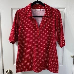 SUSAN GRAVER RED POLKADOT BLOUSE